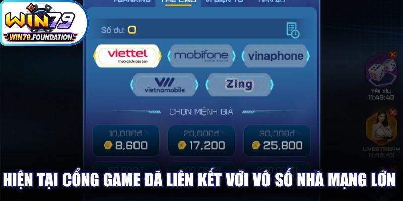 Hiện tại cổng game đã liên kết với vô số nhà mạng lớn, đơn giản